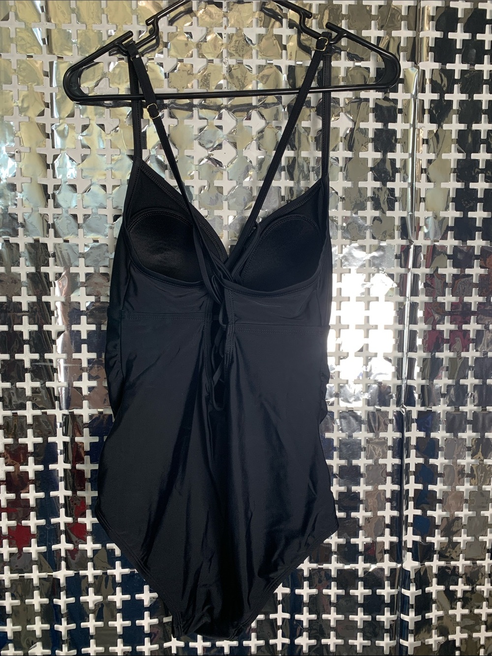 Women’s Strappy Back Black One-Piece Swimsuit - Classic Tank Style - Picture 3 of 4